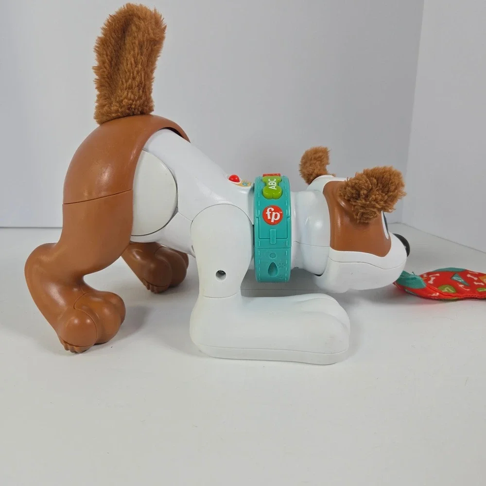 Fisher-Price 123 Crawl With Me Puppy White Brown Smart Stages Toy Dog Learning